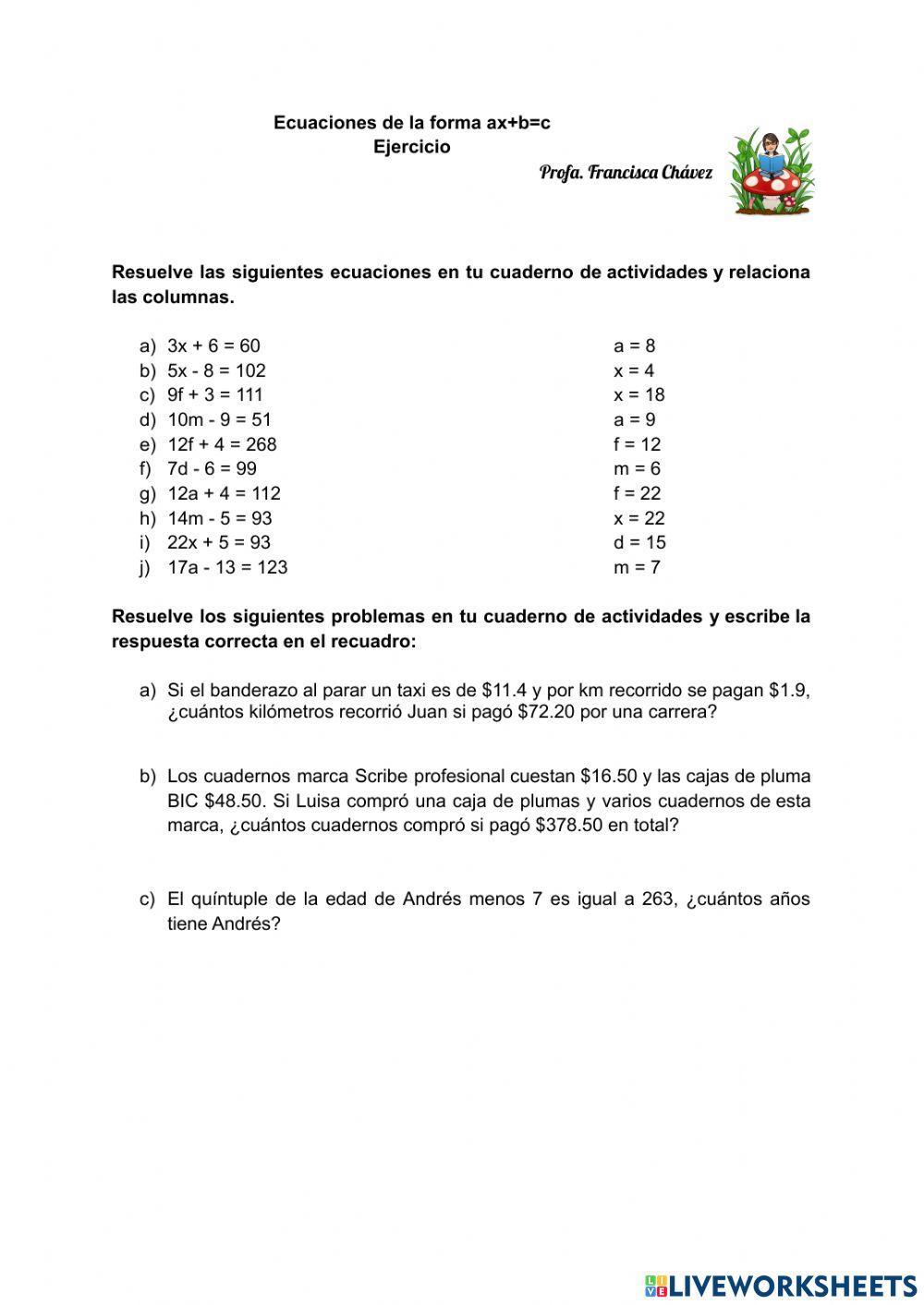 Ecuaciones de primer grado