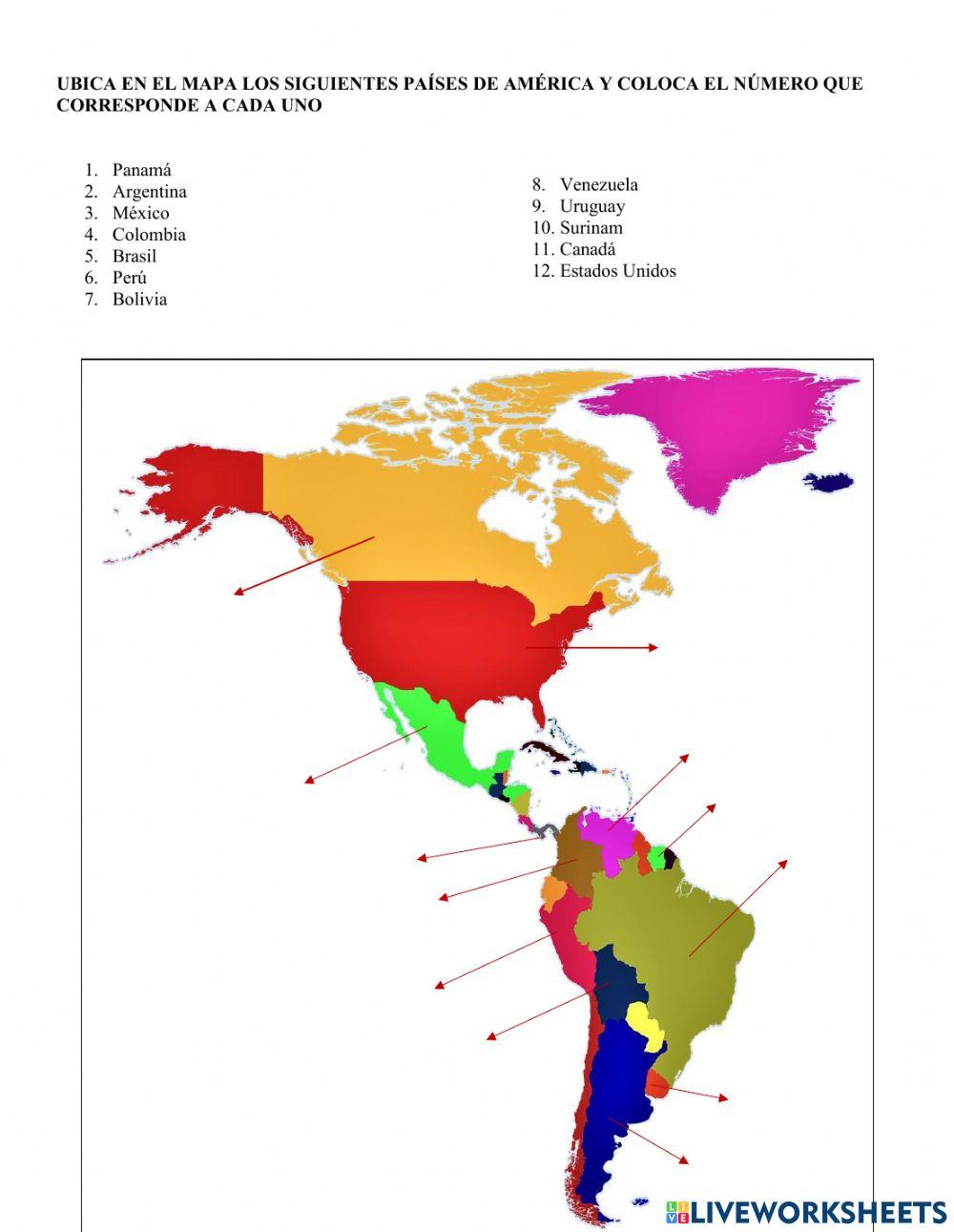 America worksheet for primero live worksheets