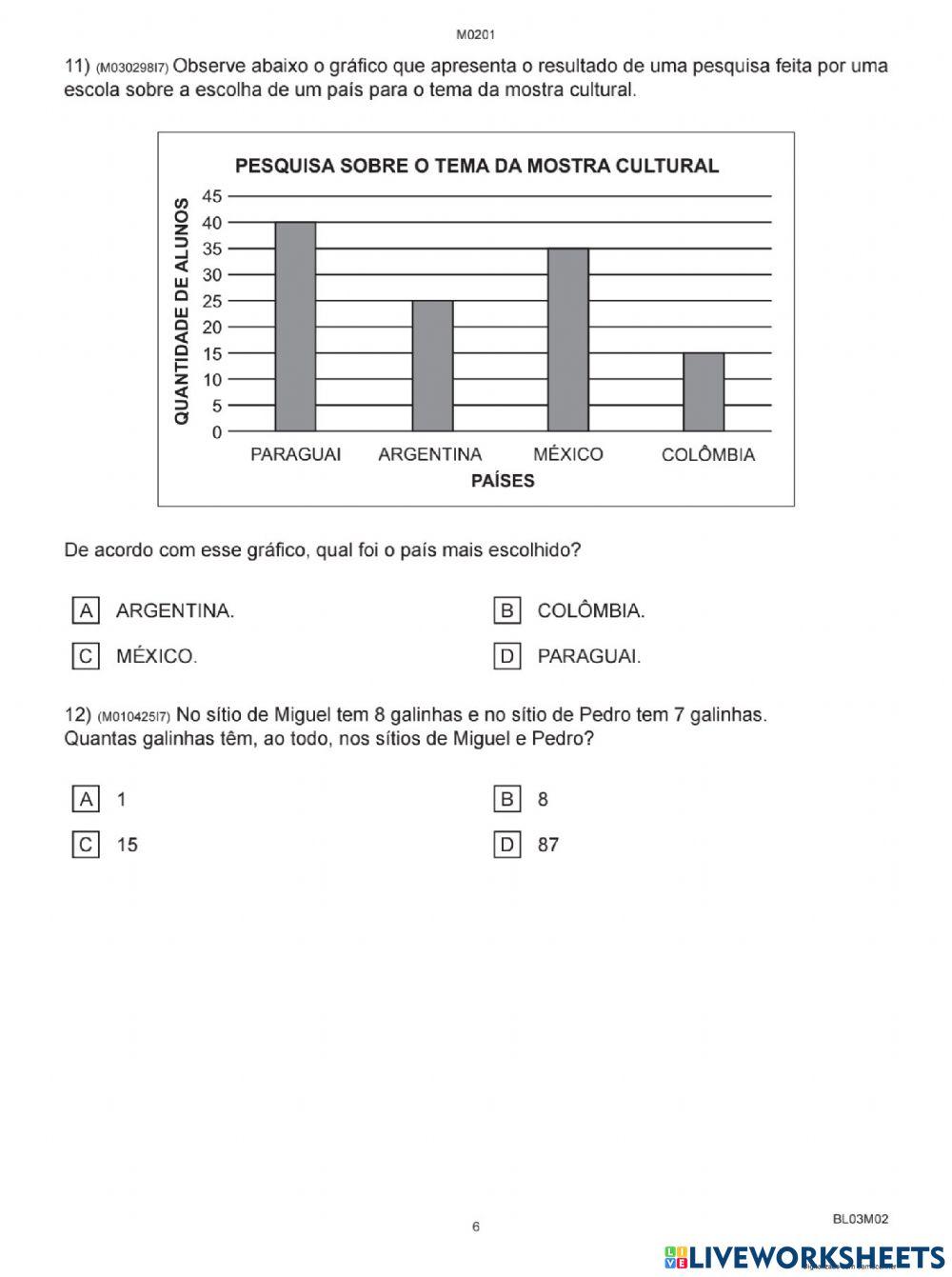 Avaliação diagnóstica matemática parte 2