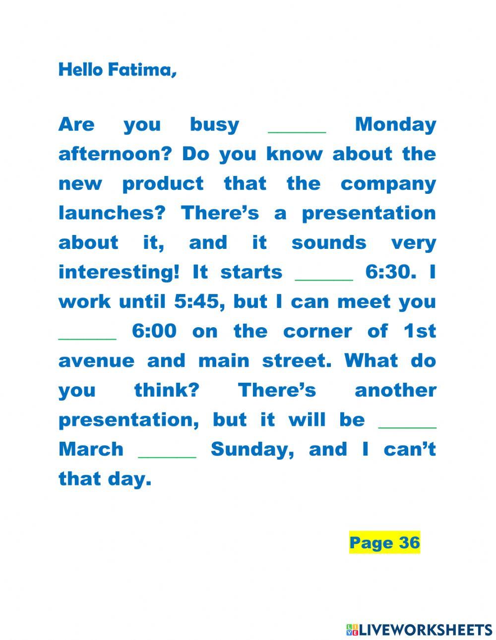 At on in worksheet Live Worksheets