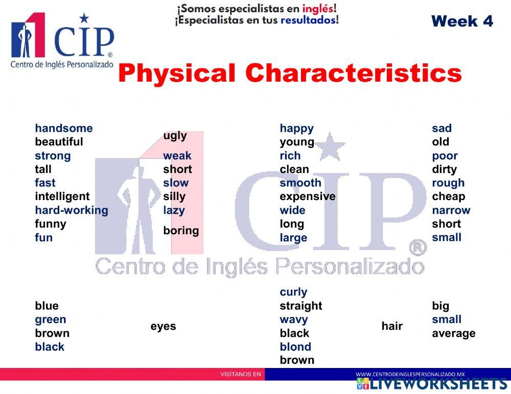 Physical Characteristics week 4