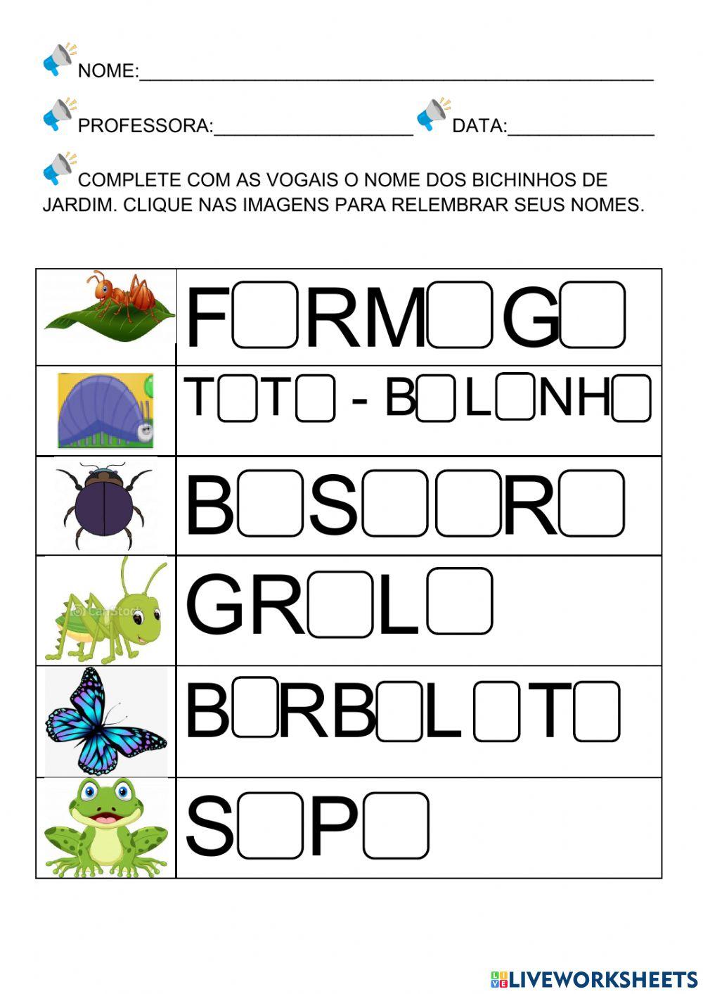 Complete com as vogais