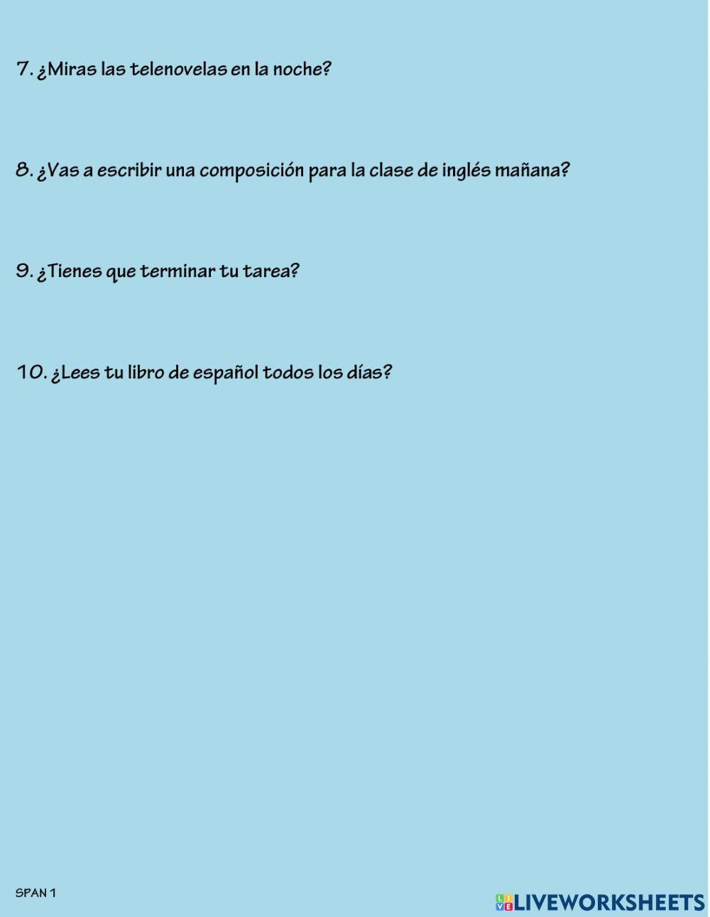 Pronombres de complemento directo Actividad I pág. 153