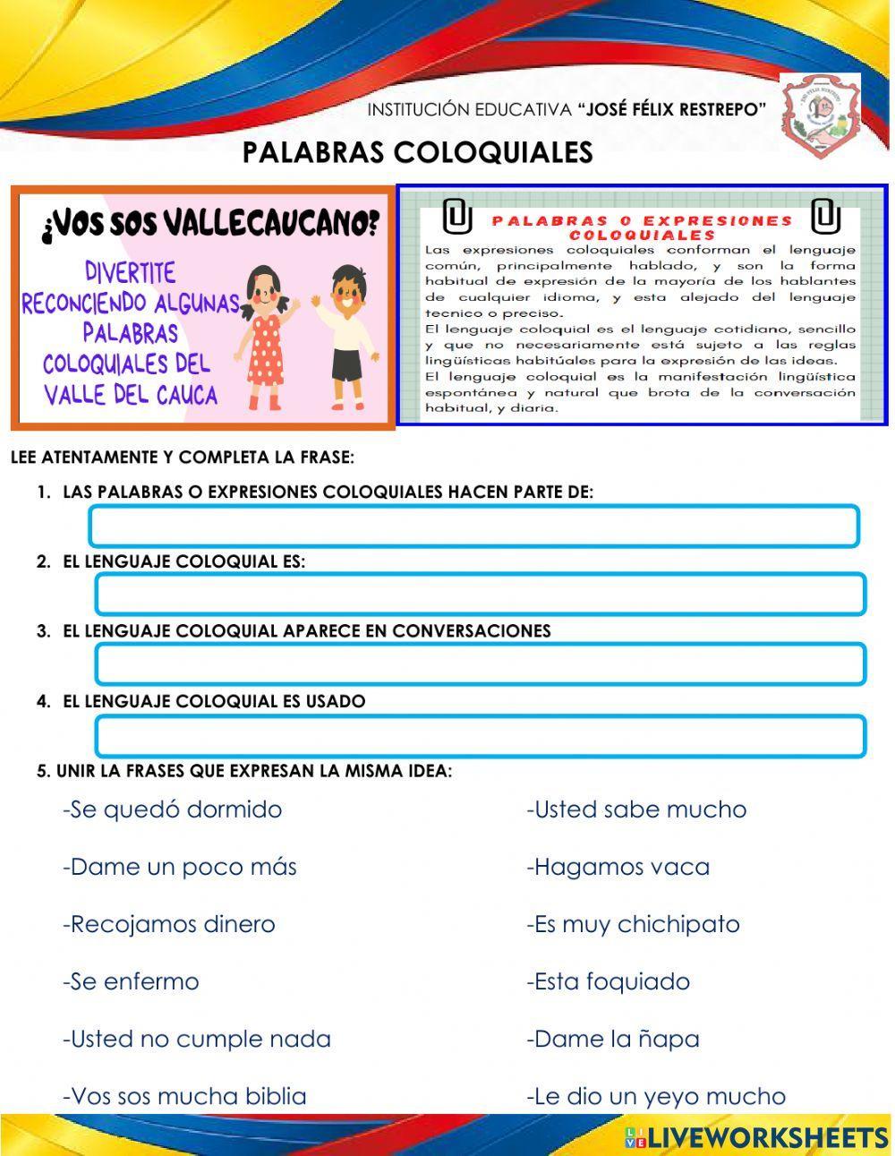 Palabras coloquiales