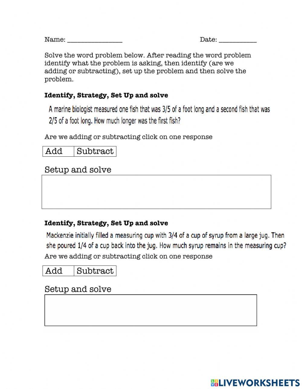 Fractions - like denominator