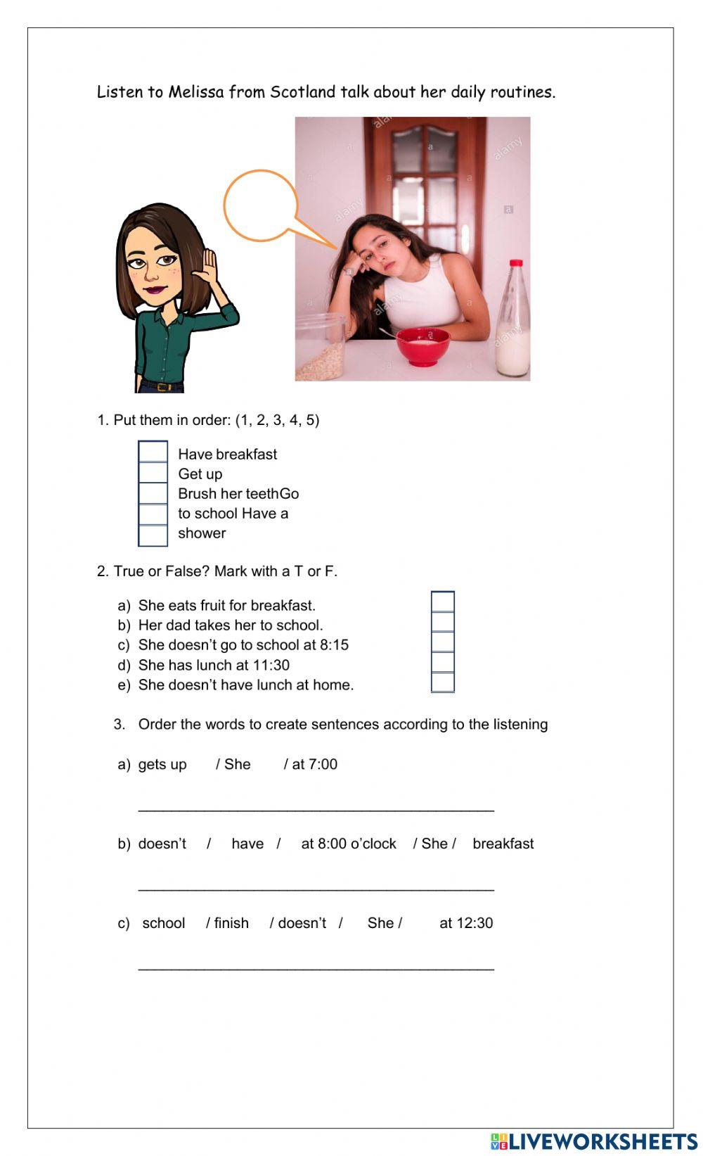 listening- daily routine