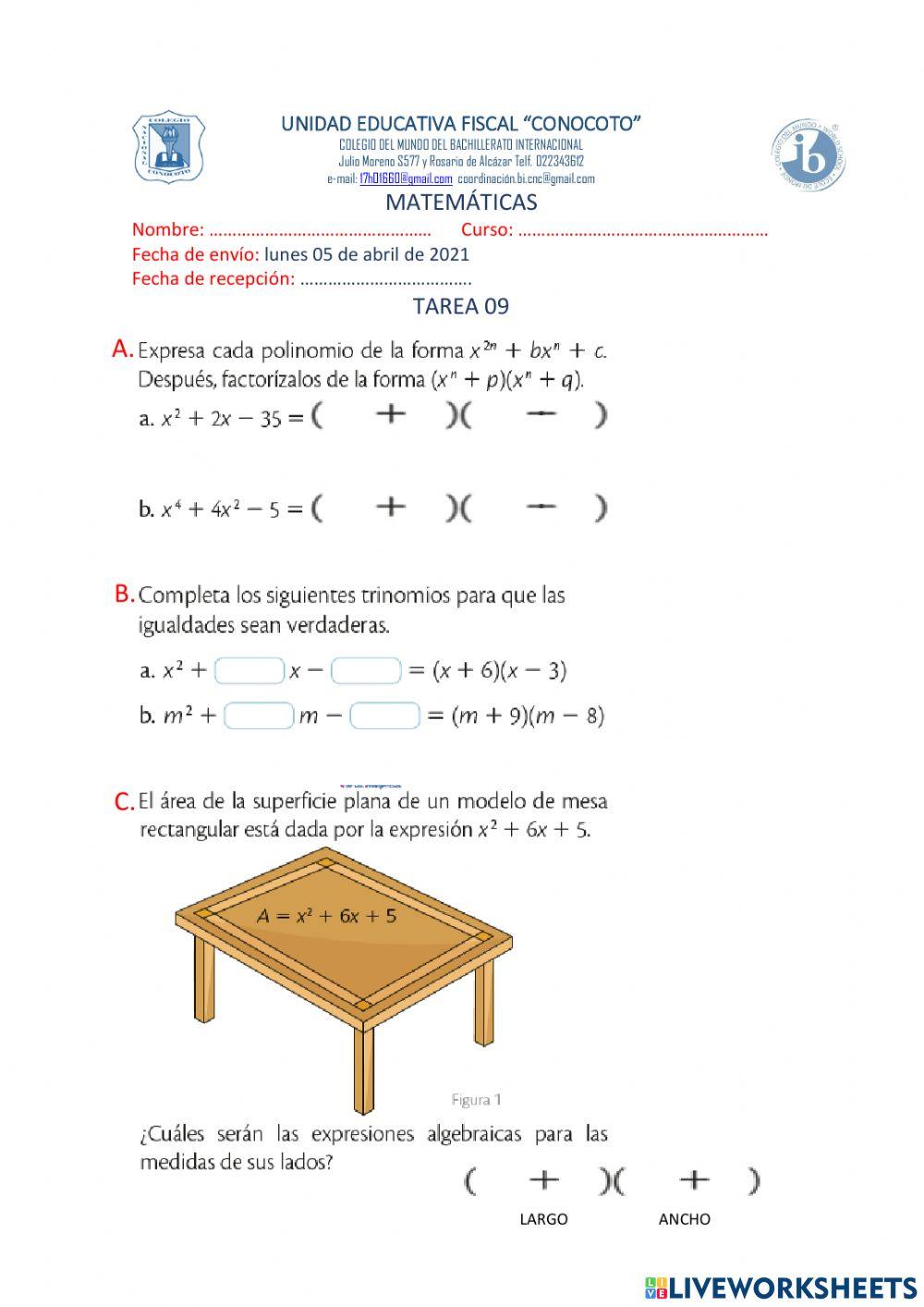 Trinomio cuadrado de la forma x2n+bxn+c