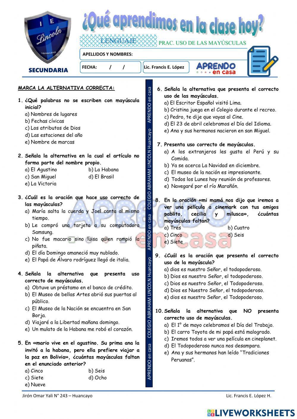 Pract. uso de las mayuscula