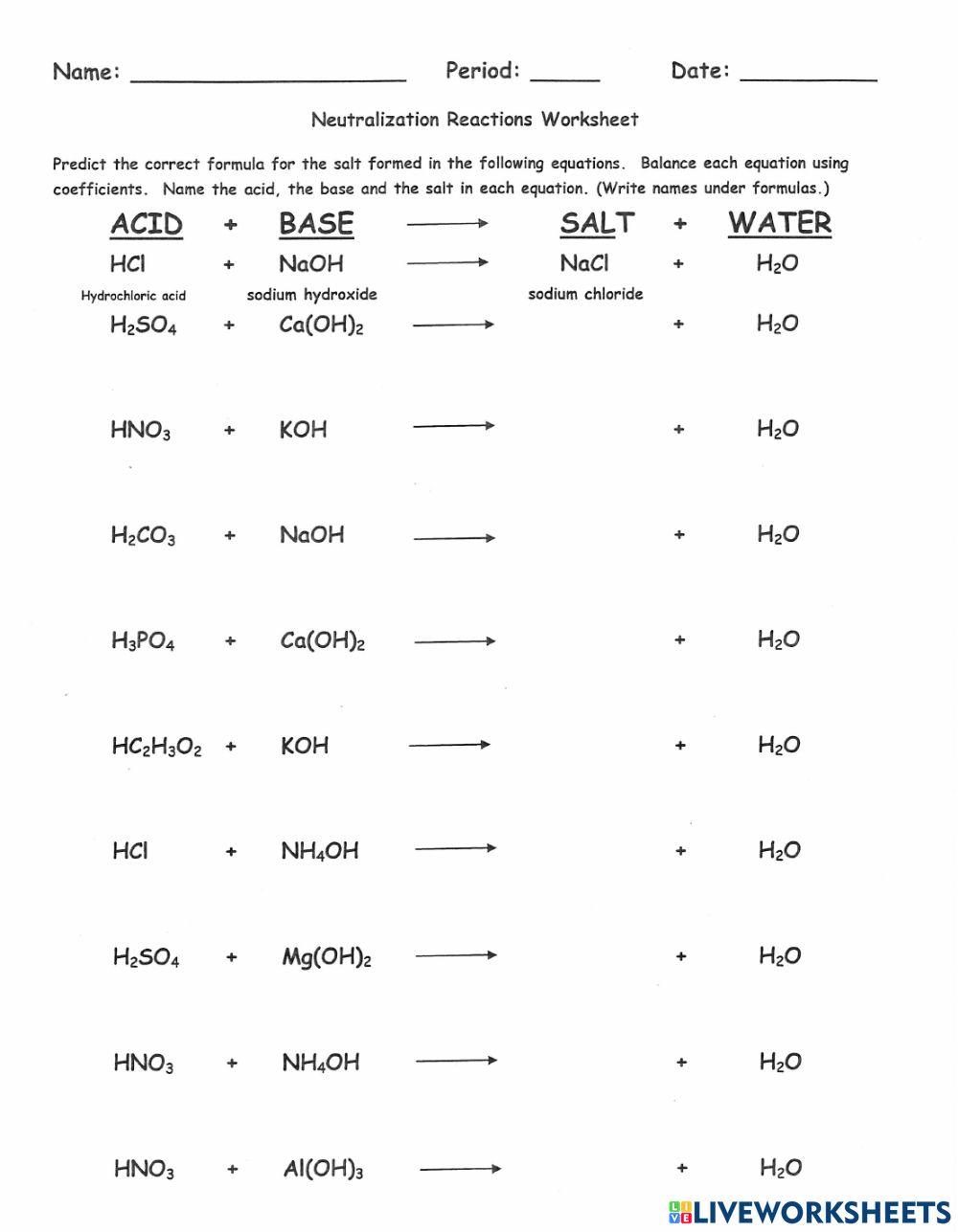 4935774 Neutralization Reaction Worksheet Kar33 4935774 Neutralization Reaction Worksheet Kar33
