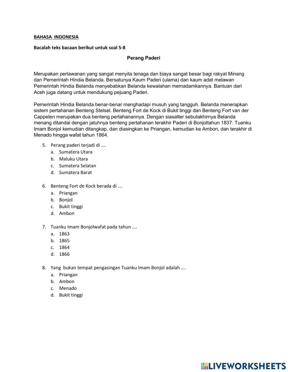 Latihan Soal Tematik