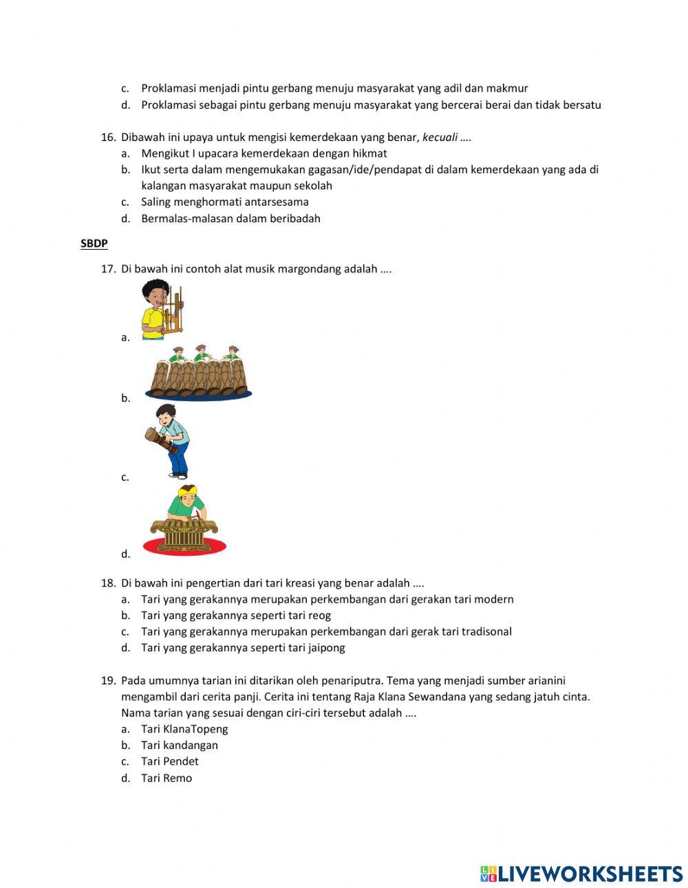 Latihan Soal Tematik