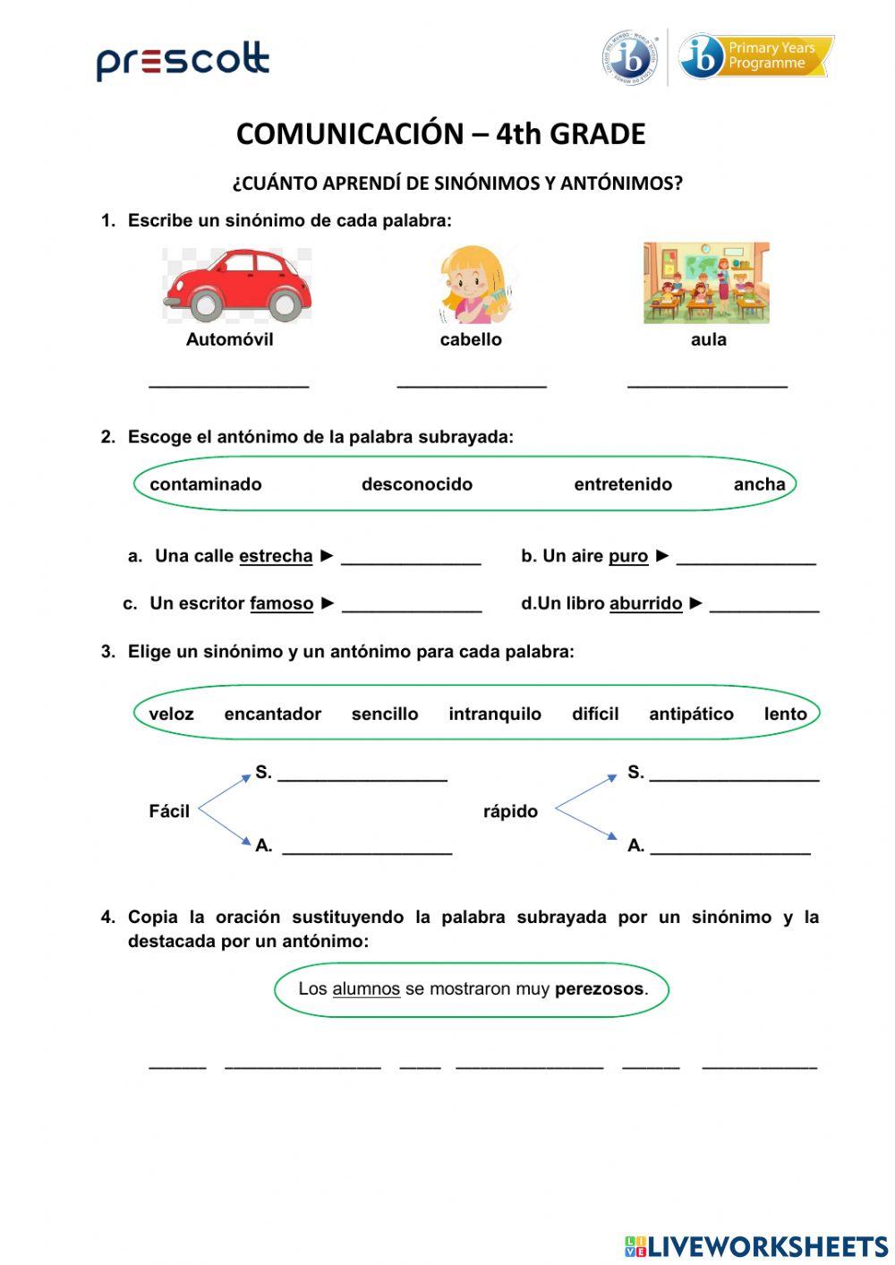 SINÓNIMOS Y ANTÓNIMOS