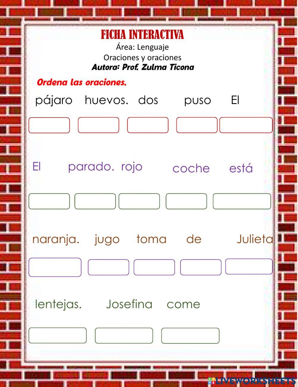 Completar oraciones Completar oraciones