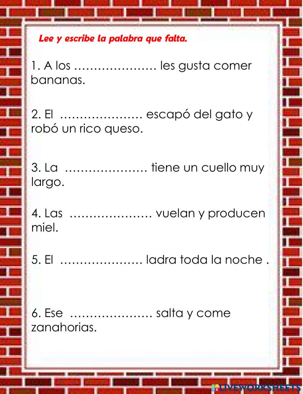 Completar oraciones Completar oraciones
