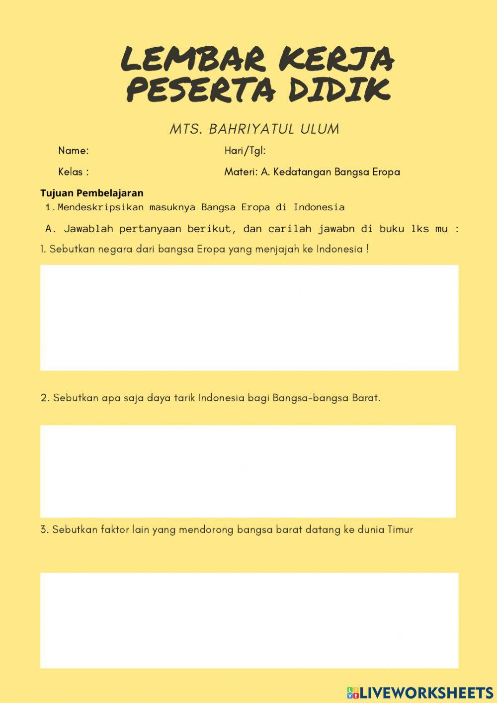 Masuknya Bangsa Eropa Ke Indonesia