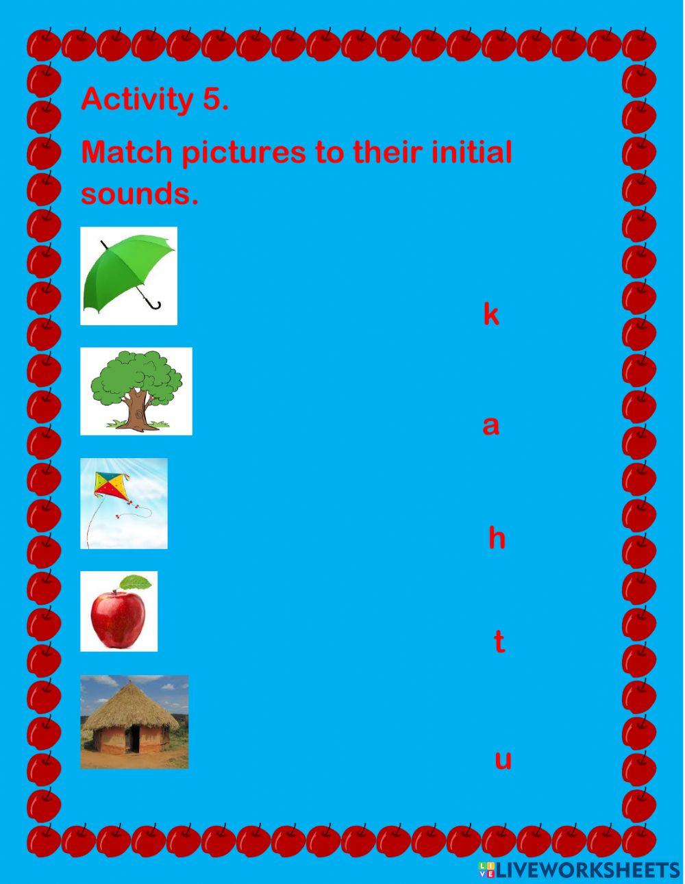 Match pictures to their initial sounds