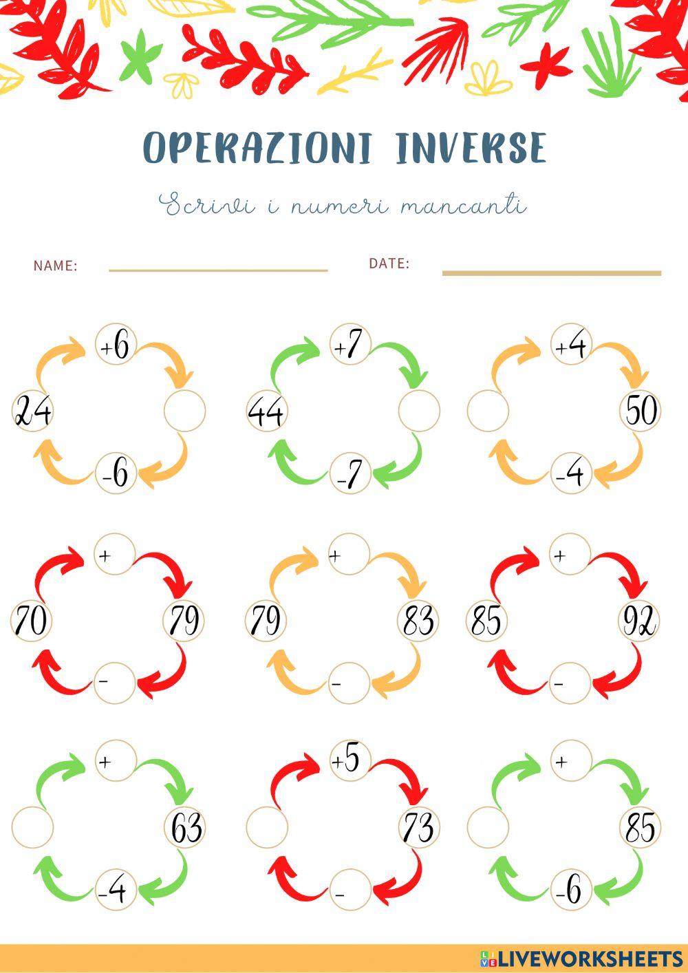 Matematica Operazioni inverse