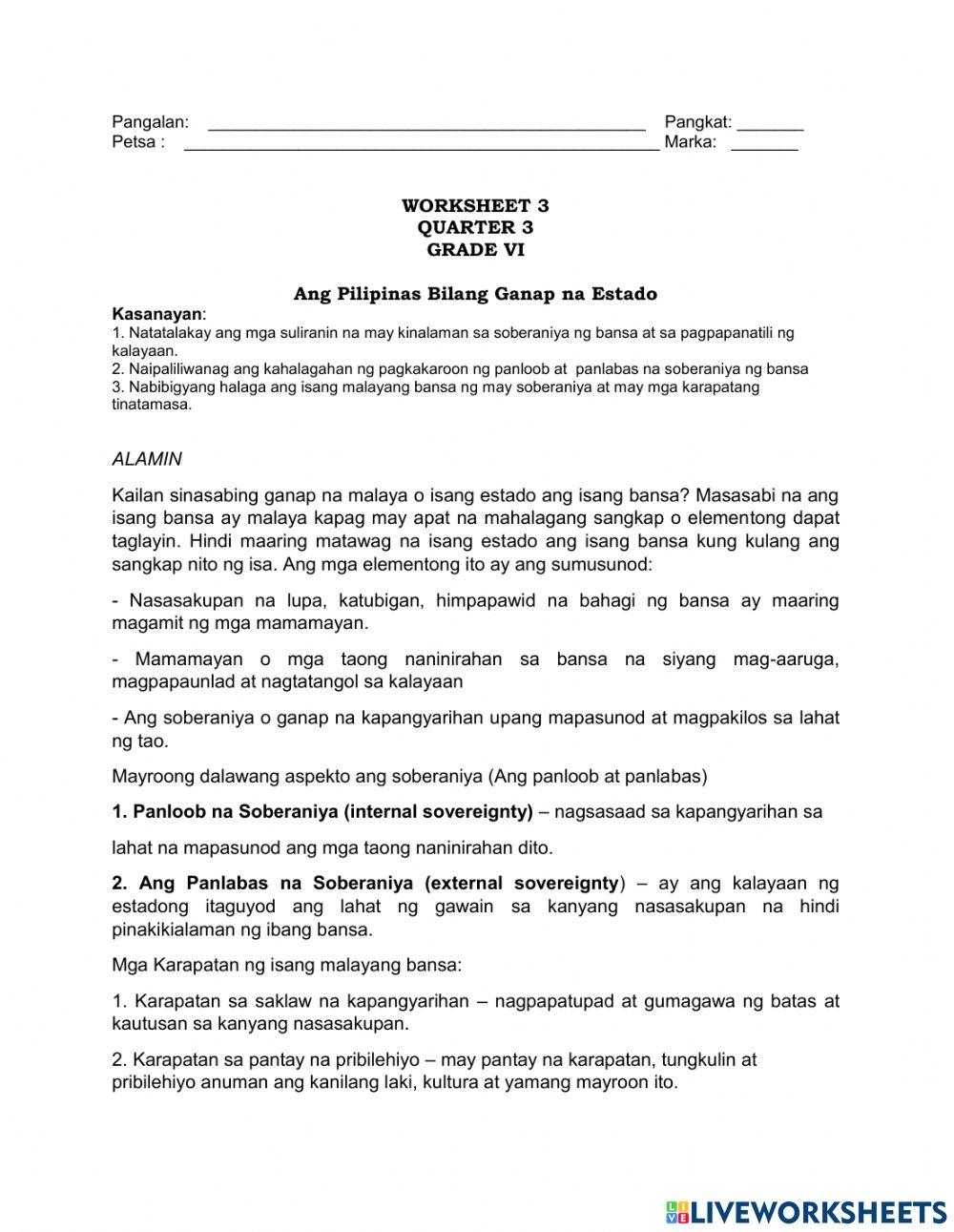 Ang Pilipinas Bilang Ganap na Estado