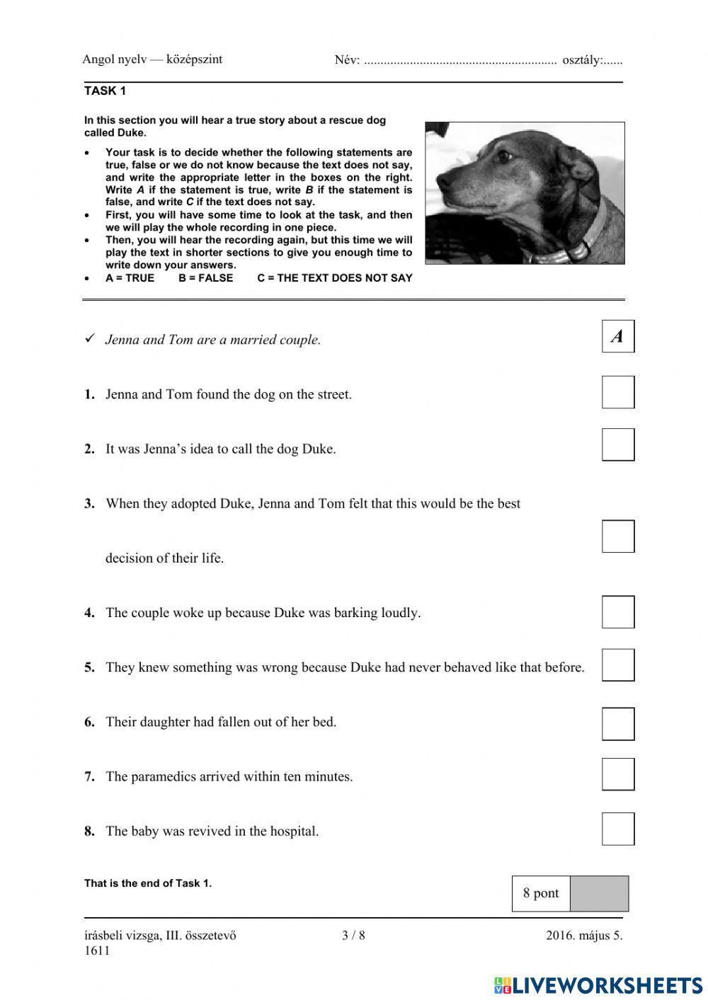 Listening - Érettségi (közép) 2016 május