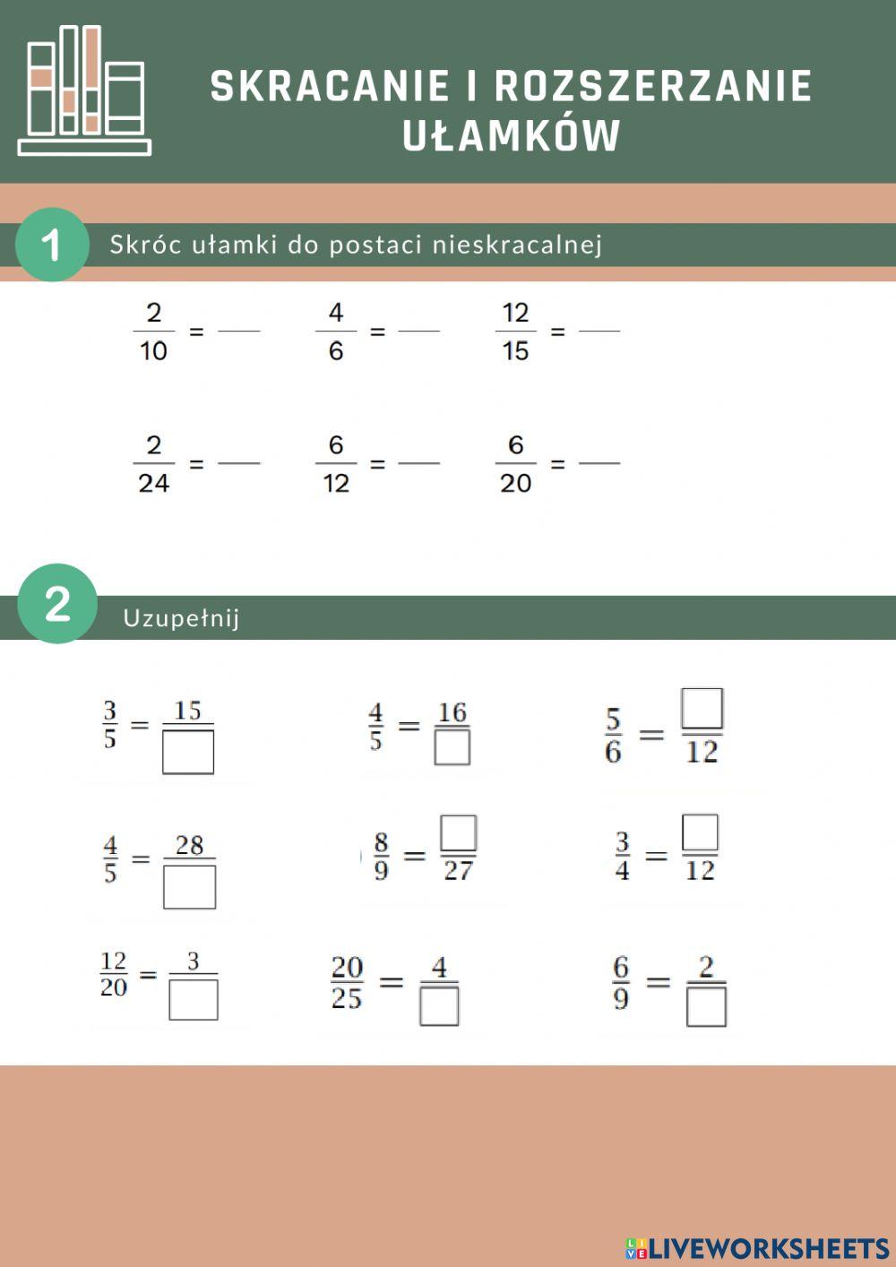 Skracanie i rozszerzanie ułamków