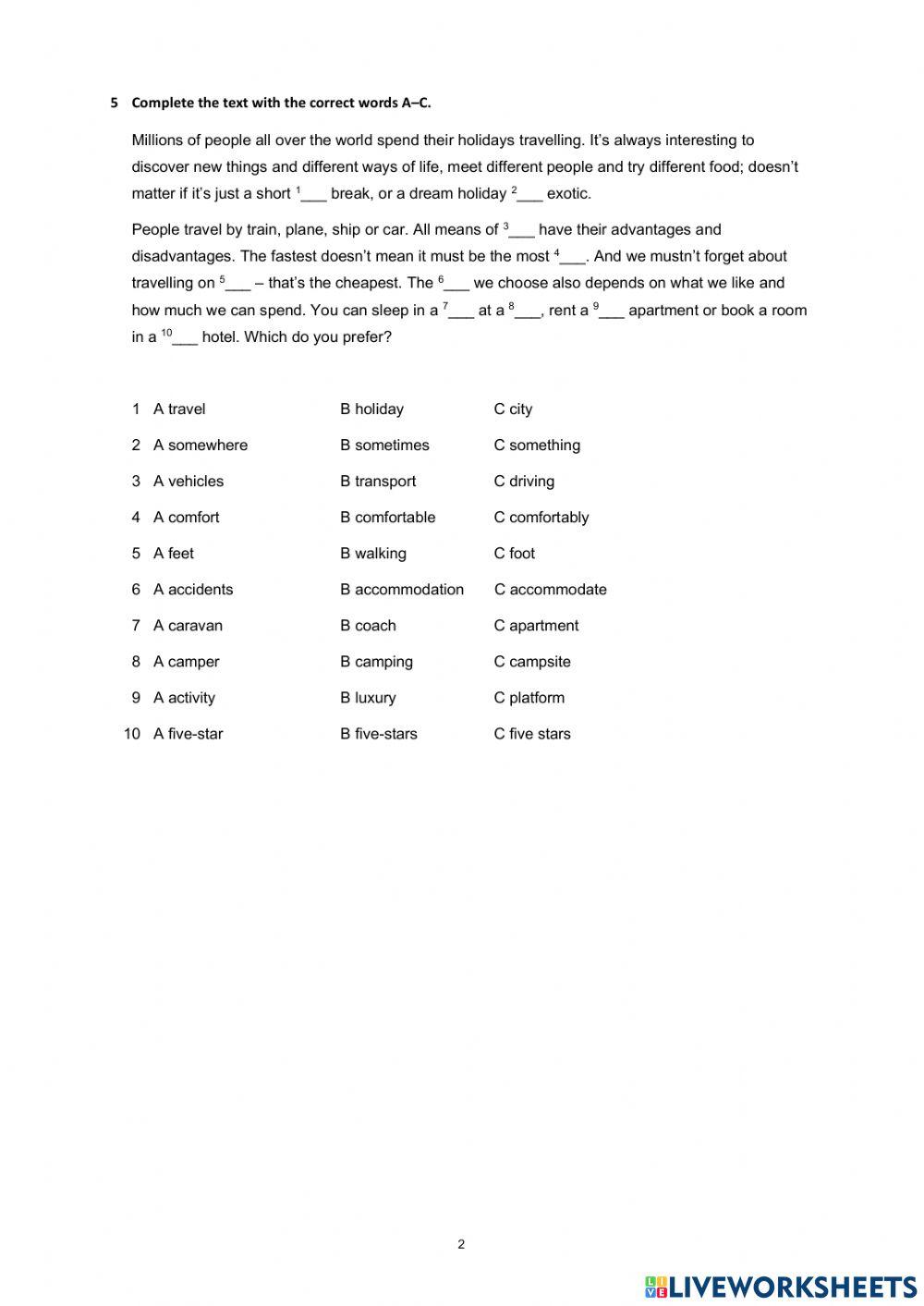 Progress Test Unit 8a Form 11