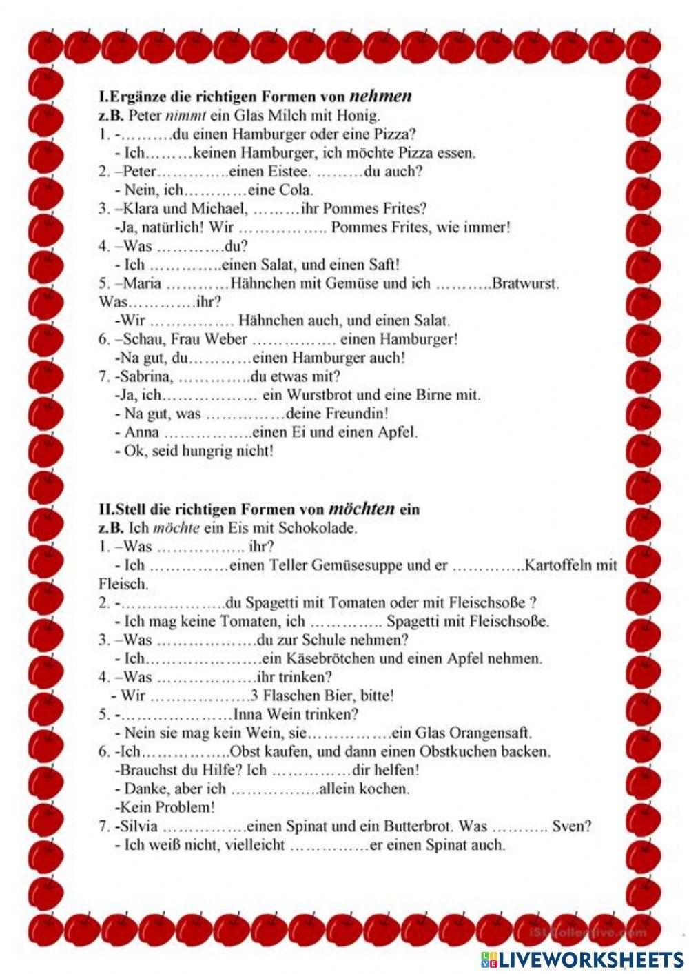 Die Verben nehmen und möchten