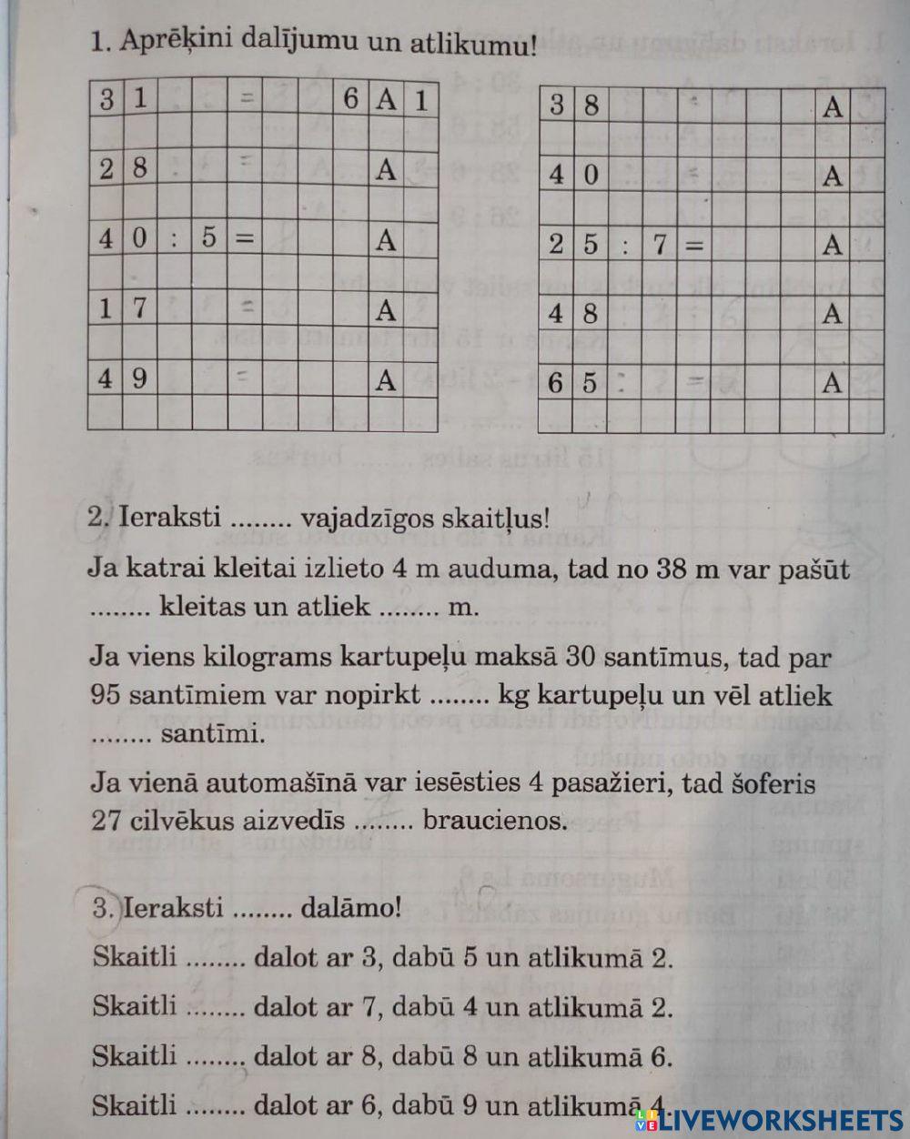 Dalīšana ar atlikumu