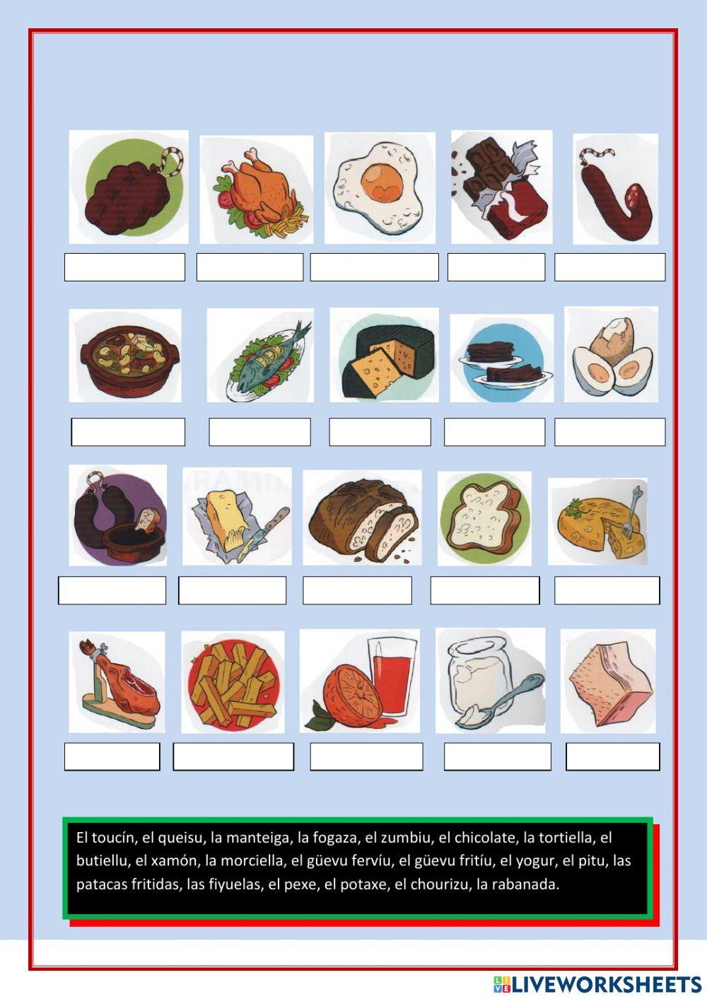 Llionés. ALIMENTOS Y COMIDAS.5º,6ºprimaria
