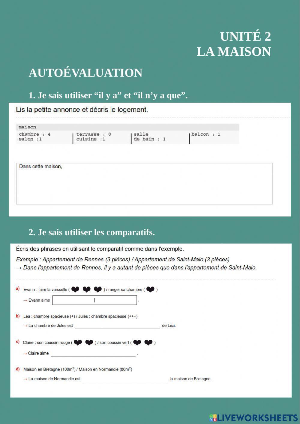 Autoevaluation activity | Live Worksheets