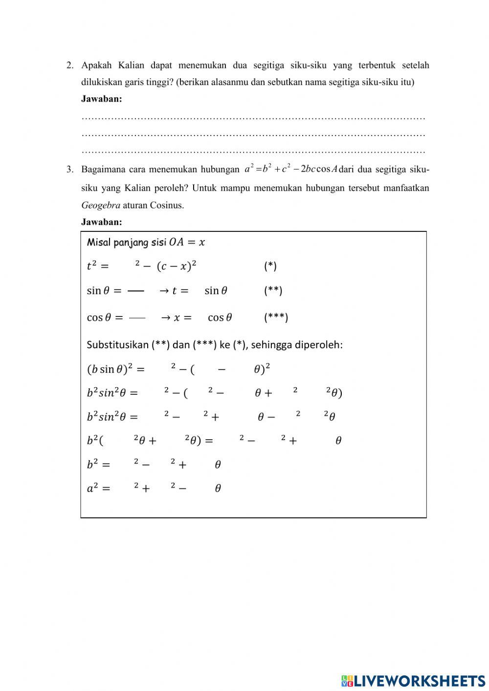 Aturan sinus dan kosinus
