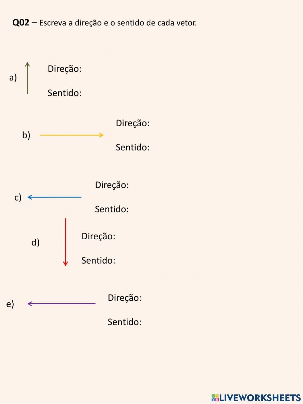 Atividade sobre grandezas escalares e vetoriais