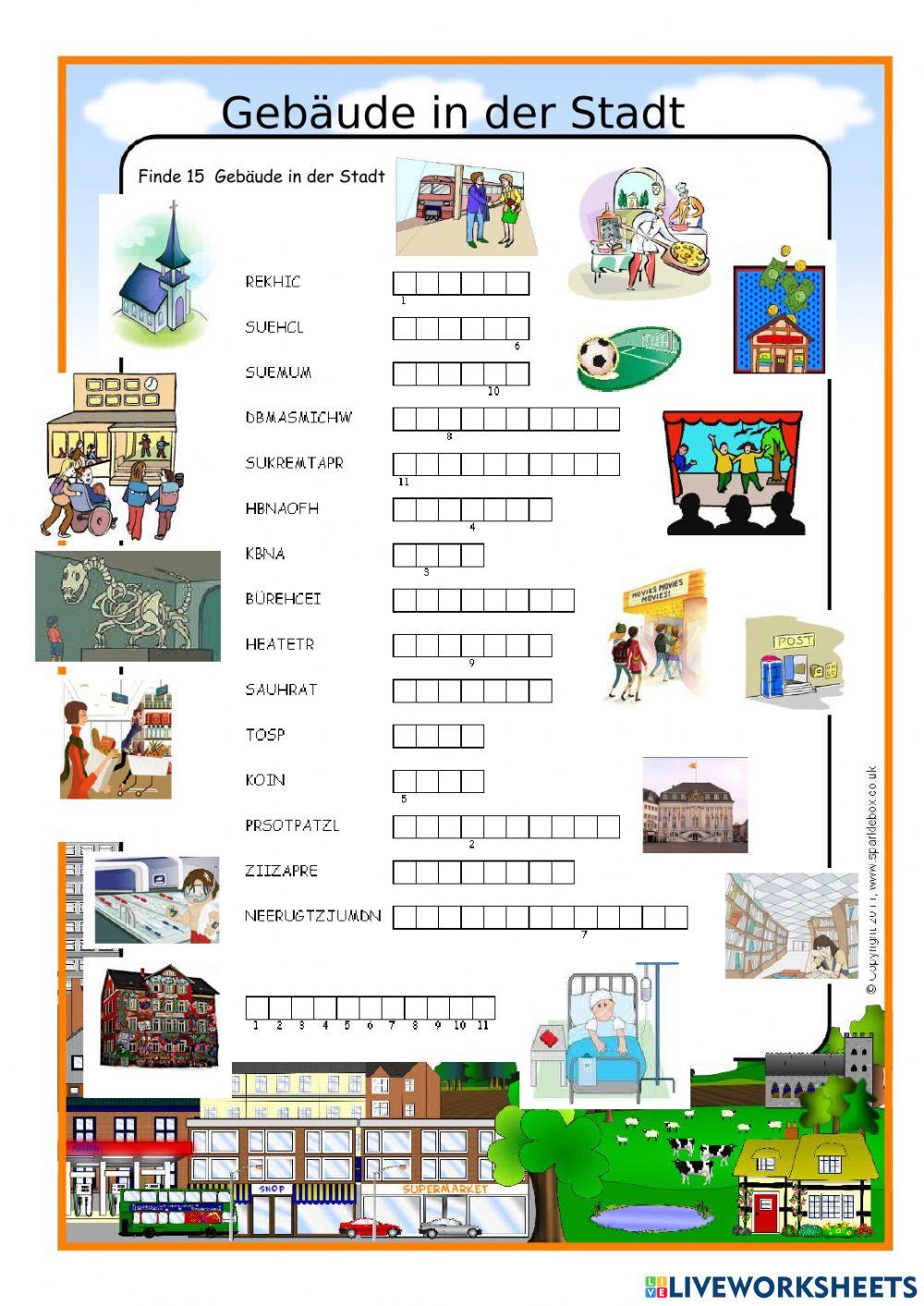 Trouve des lieux en ville - Finde Gebäude in der Stadt