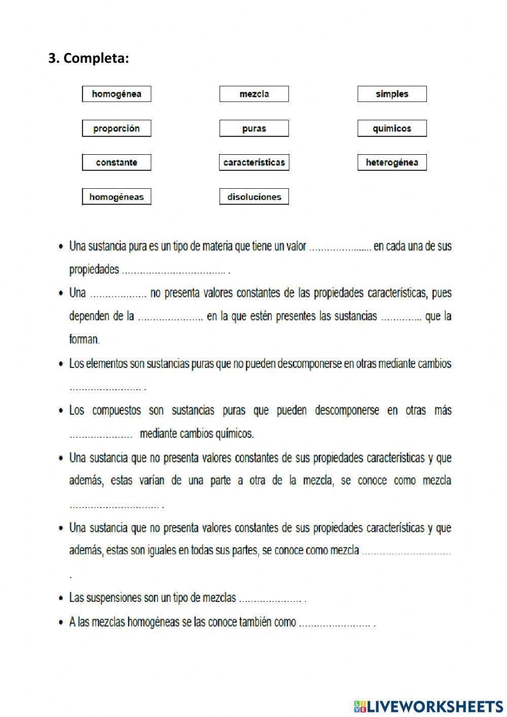 Sustancias puras y mezclas