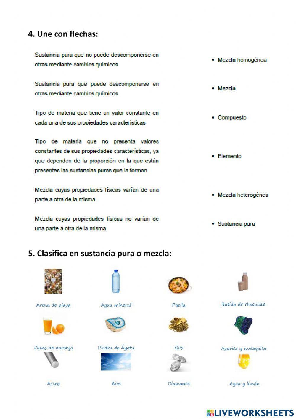 Sustancias puras y mezclas