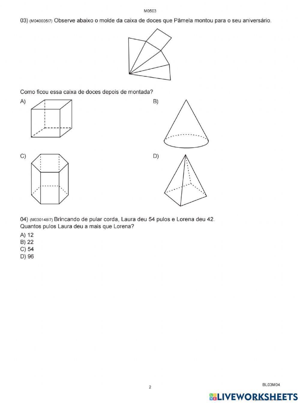 Avaliação diagnóstica matematica 5ano