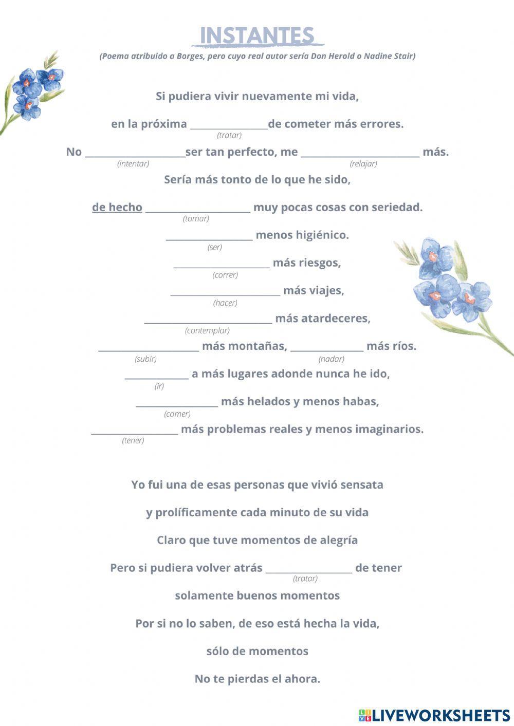 Poema: Instantes (Condicional simple)