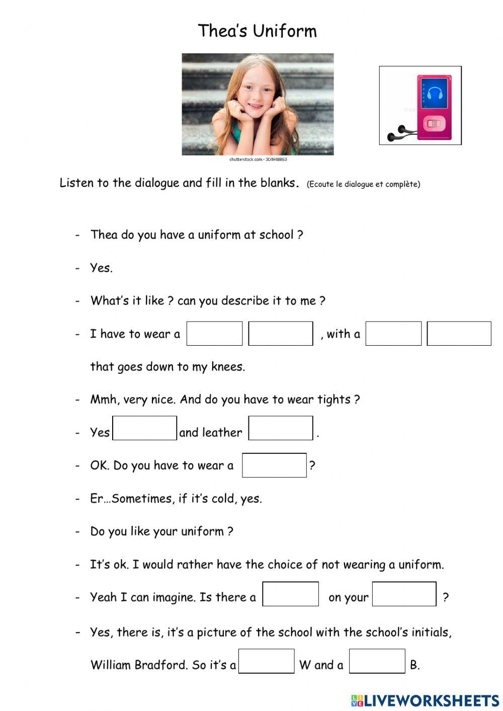 Listening Thea's unform