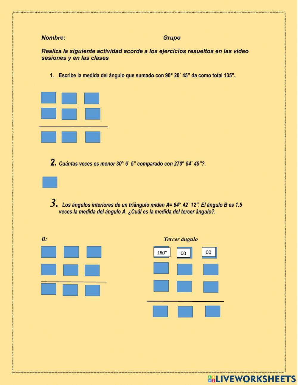 Registro de actividad de operaciones con ángulos