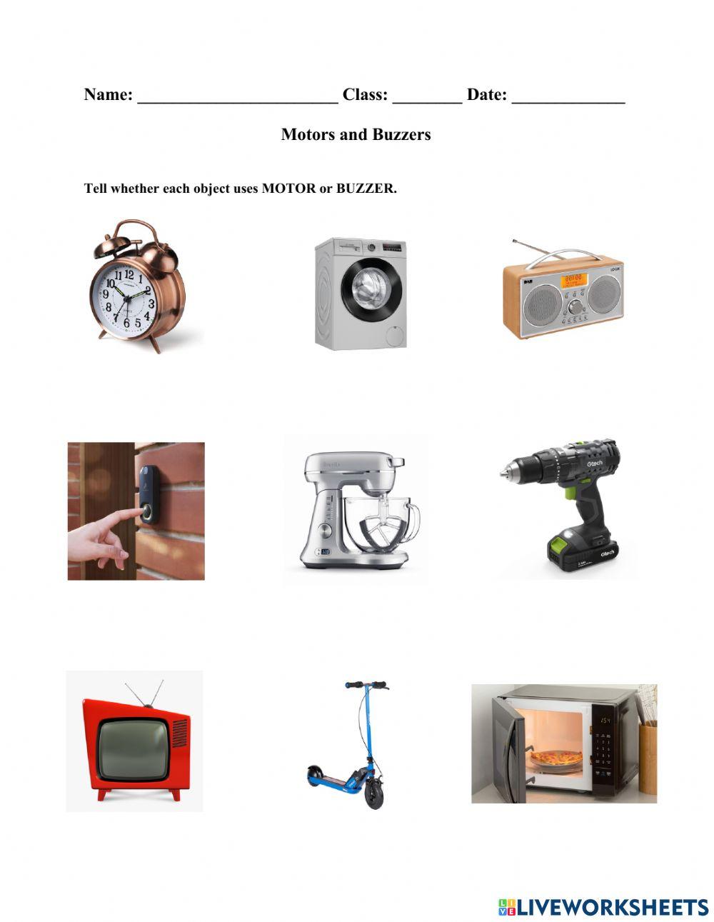 Motor VS Buzzer Worksheet Motor VS Buzzer Worksheet