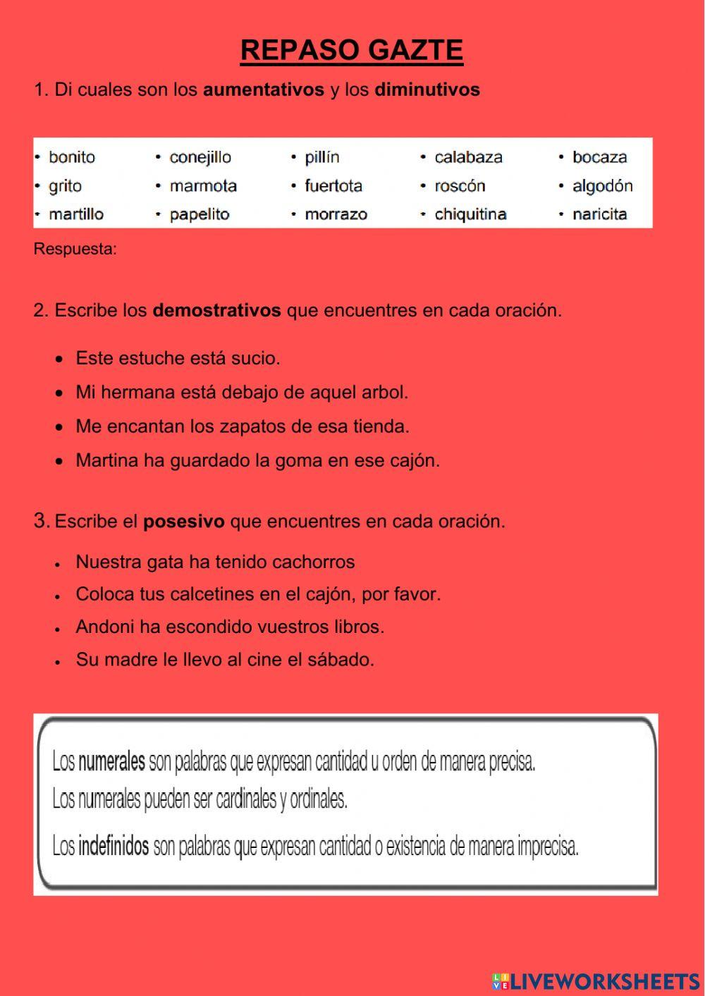 Repaso de lengua castellna Repaso de lengua castellna