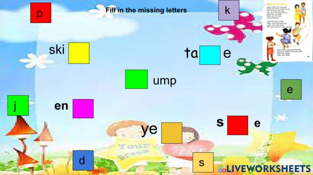 Missing Letters interactive worksheet for k3 | Live Worksheets
