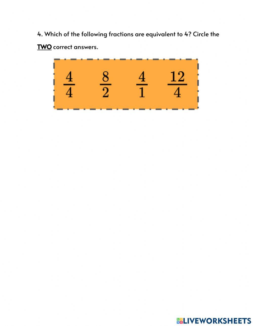 Fractions Review worksheet Live Worksheets
