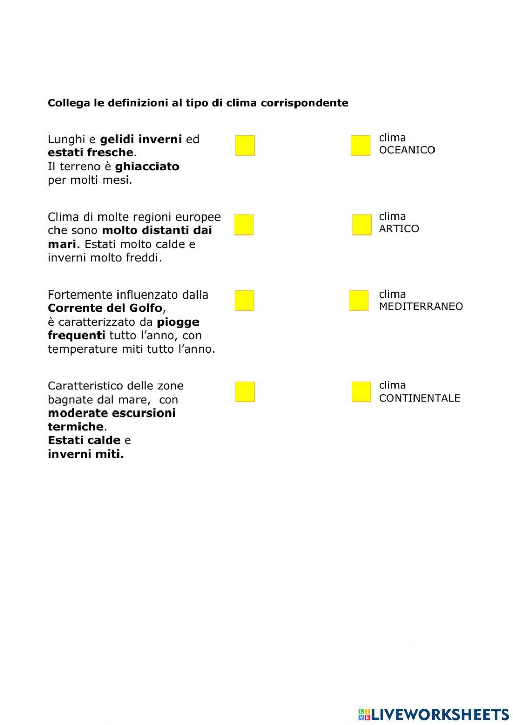 Climi d'Europa - Verifica