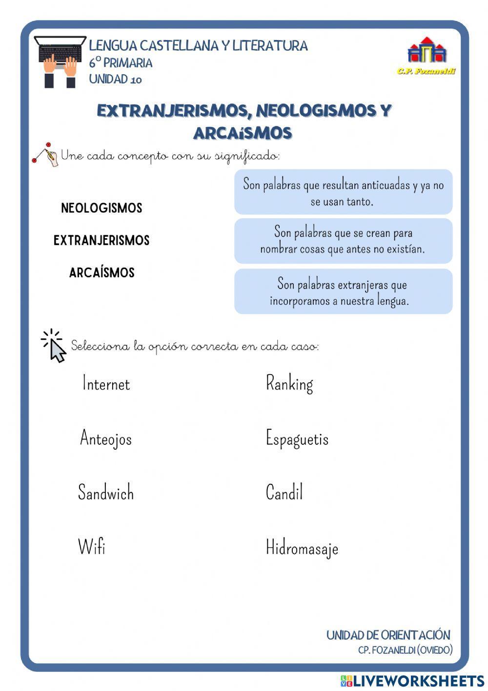 Extranjerismos, neologismos y arcaísmos Extranjerismos, neologismos y arcaísmos