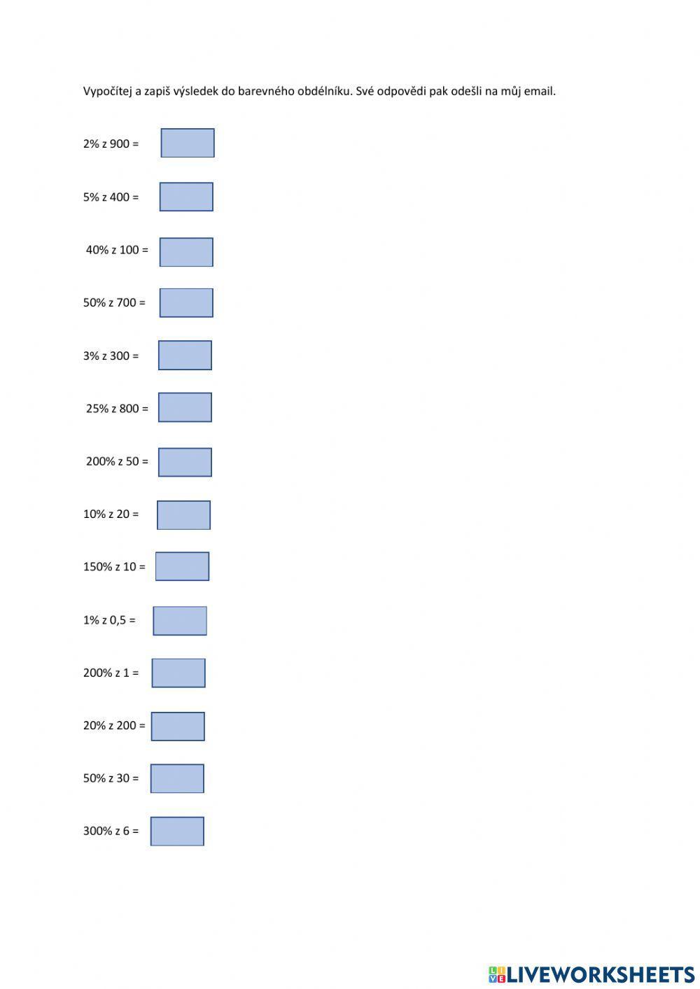 Výpočet procentové části