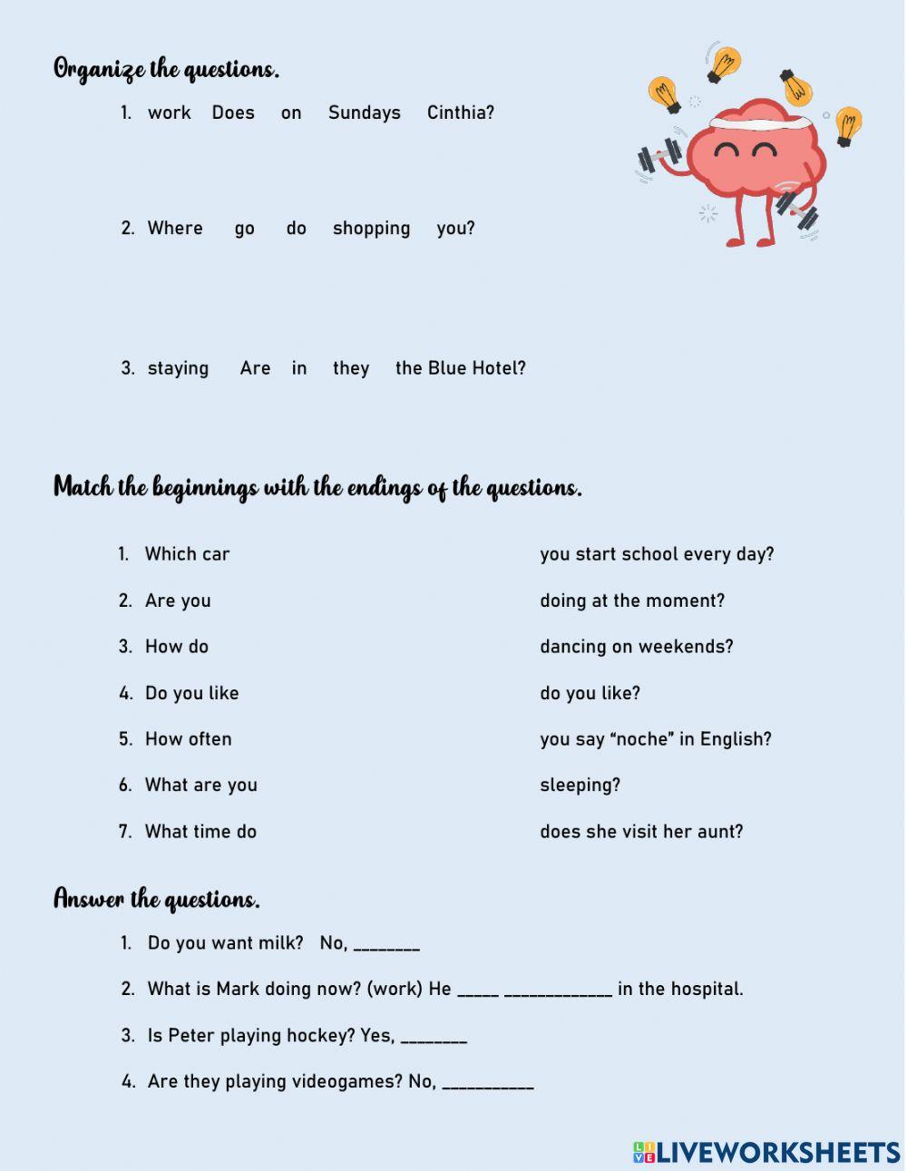 Questions in Simple Present and Present Continuous 886214