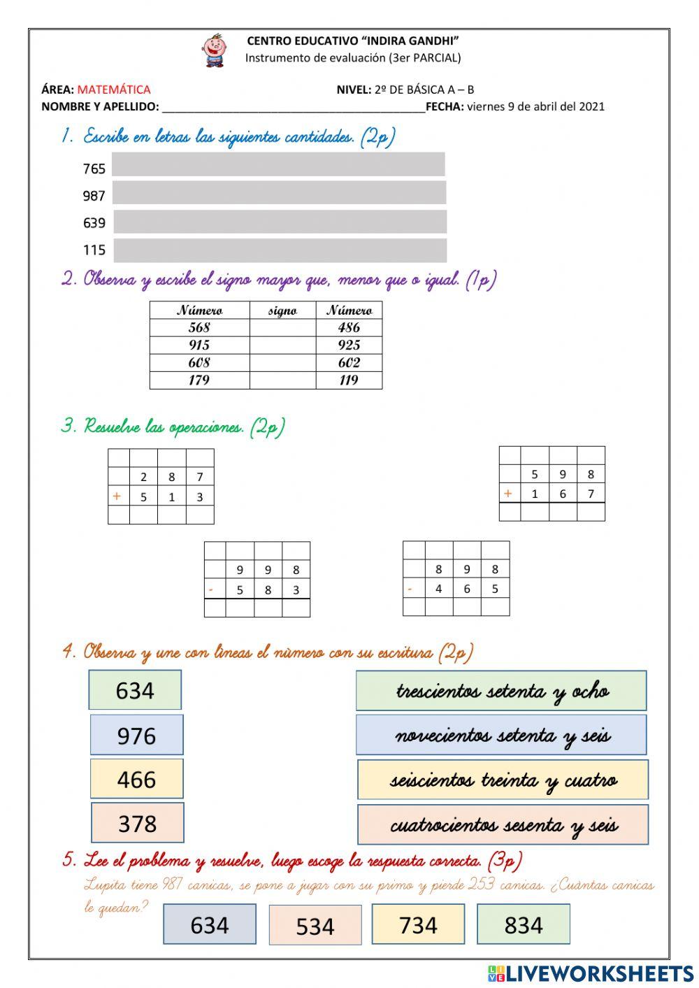 Evaluación Matemática III parcial