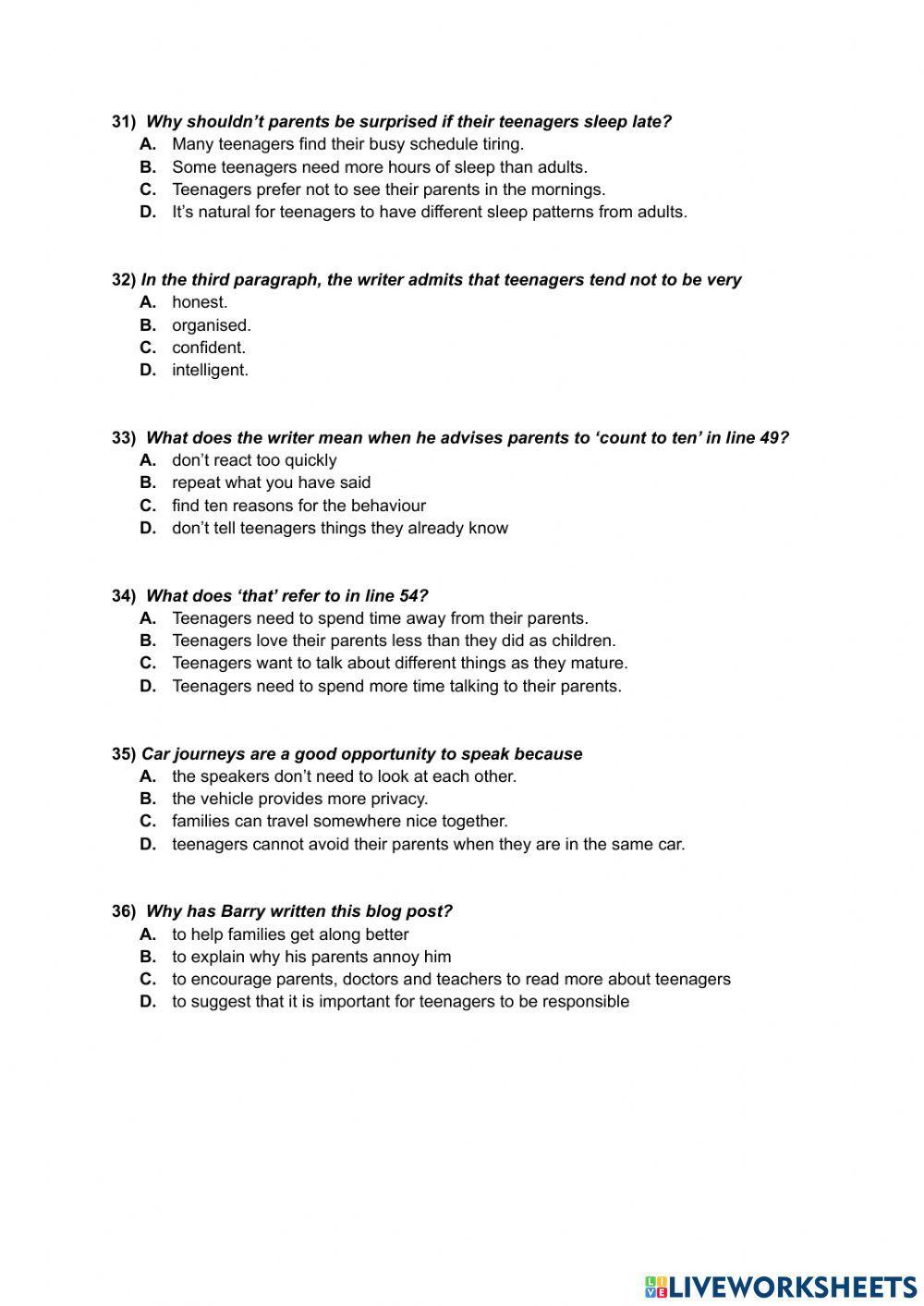 Mock exam 3 - reading (first for schools trainer 2)