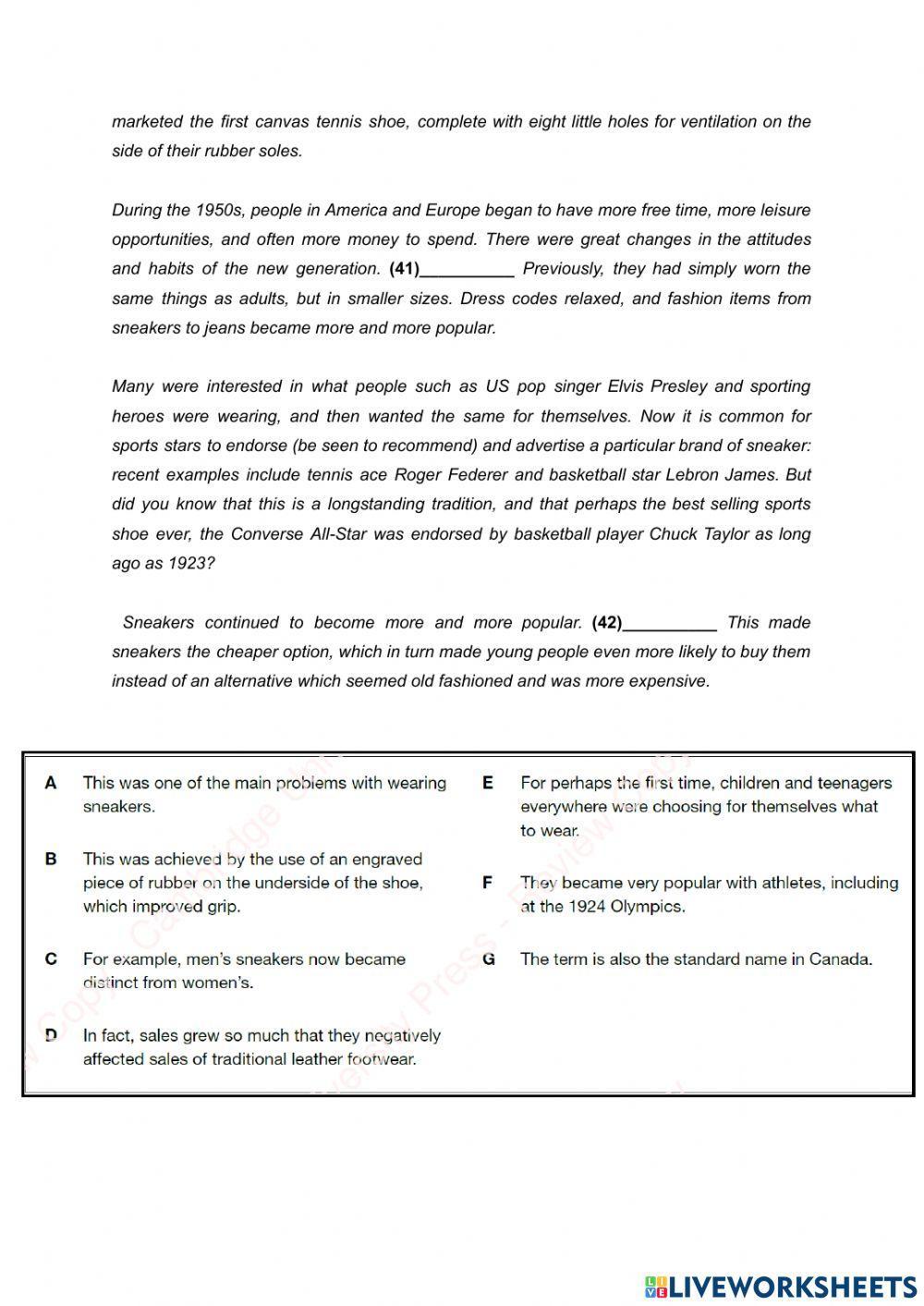 Mock exam 3 - reading (first for schools trainer 2)