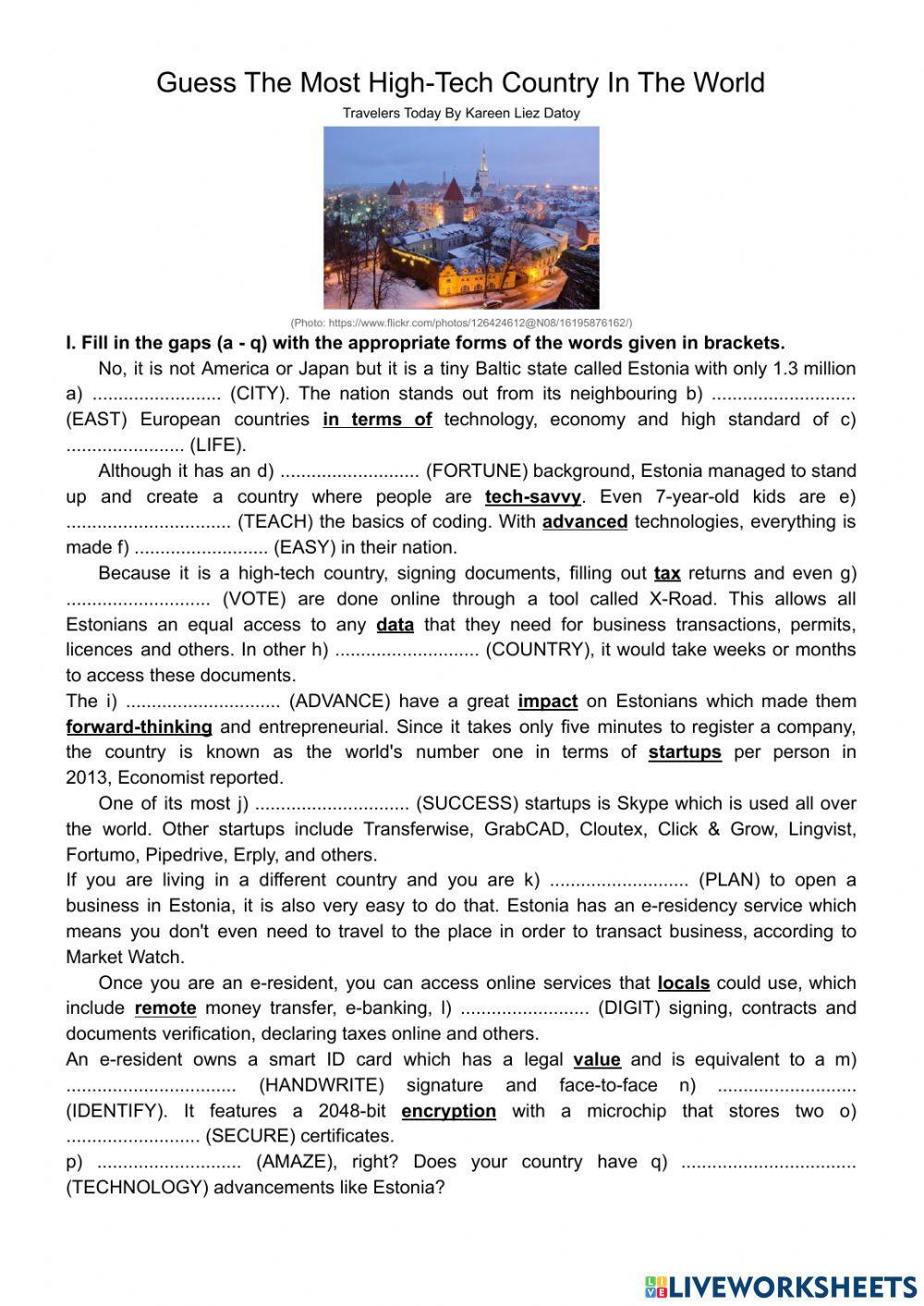 Reading: Guess The Most High-Tech Country In The World